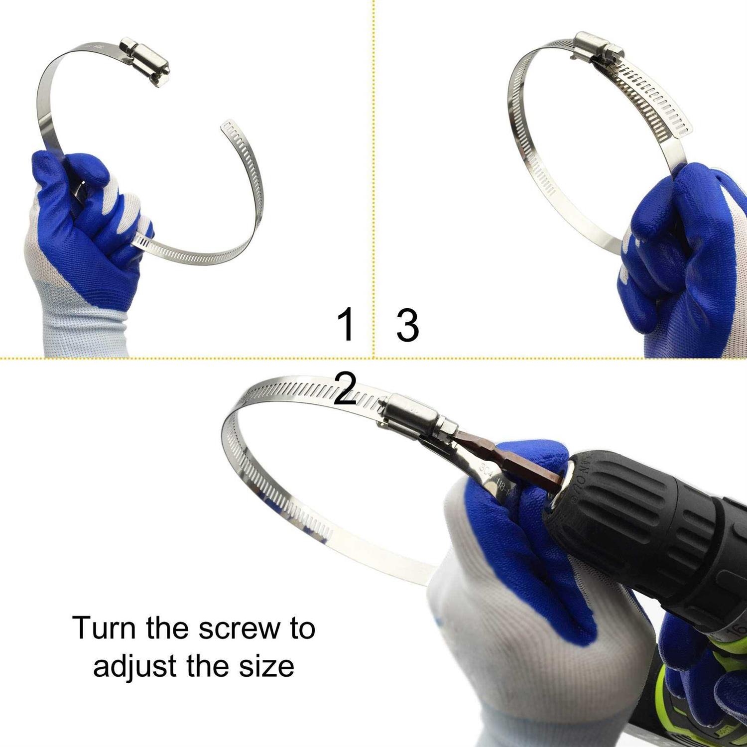 EesTeck Adjustable 304 Stainless Steel Duct Clamps Hose Clamp Pipe Clamp Air Ducting Clamp worm drive Hose Clamps - Image 4