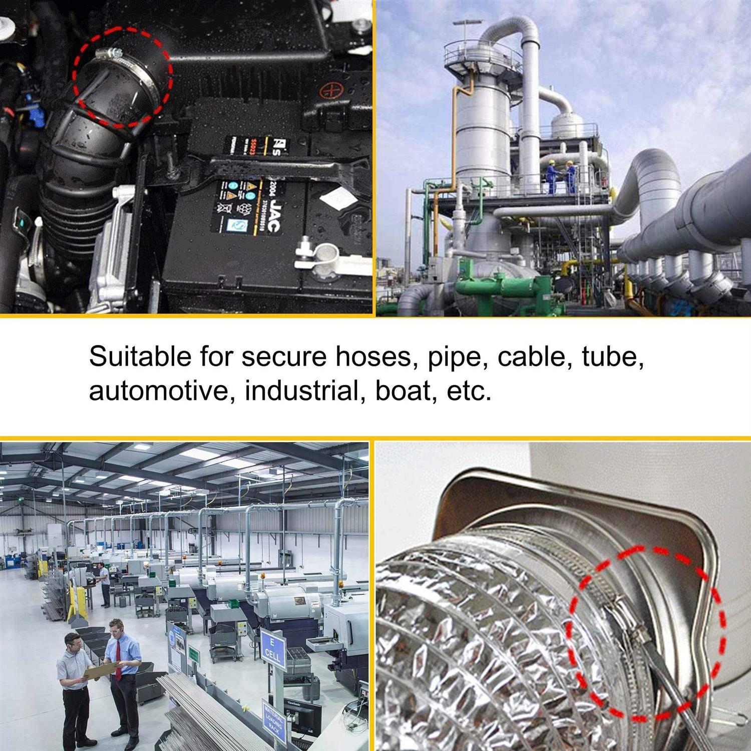 EesTeck Adjustable 304 Stainless Steel Duct Clamps Hose Clamp Pipe Clamp Air Ducting Clamp worm drive Hose Clamps - Image 5