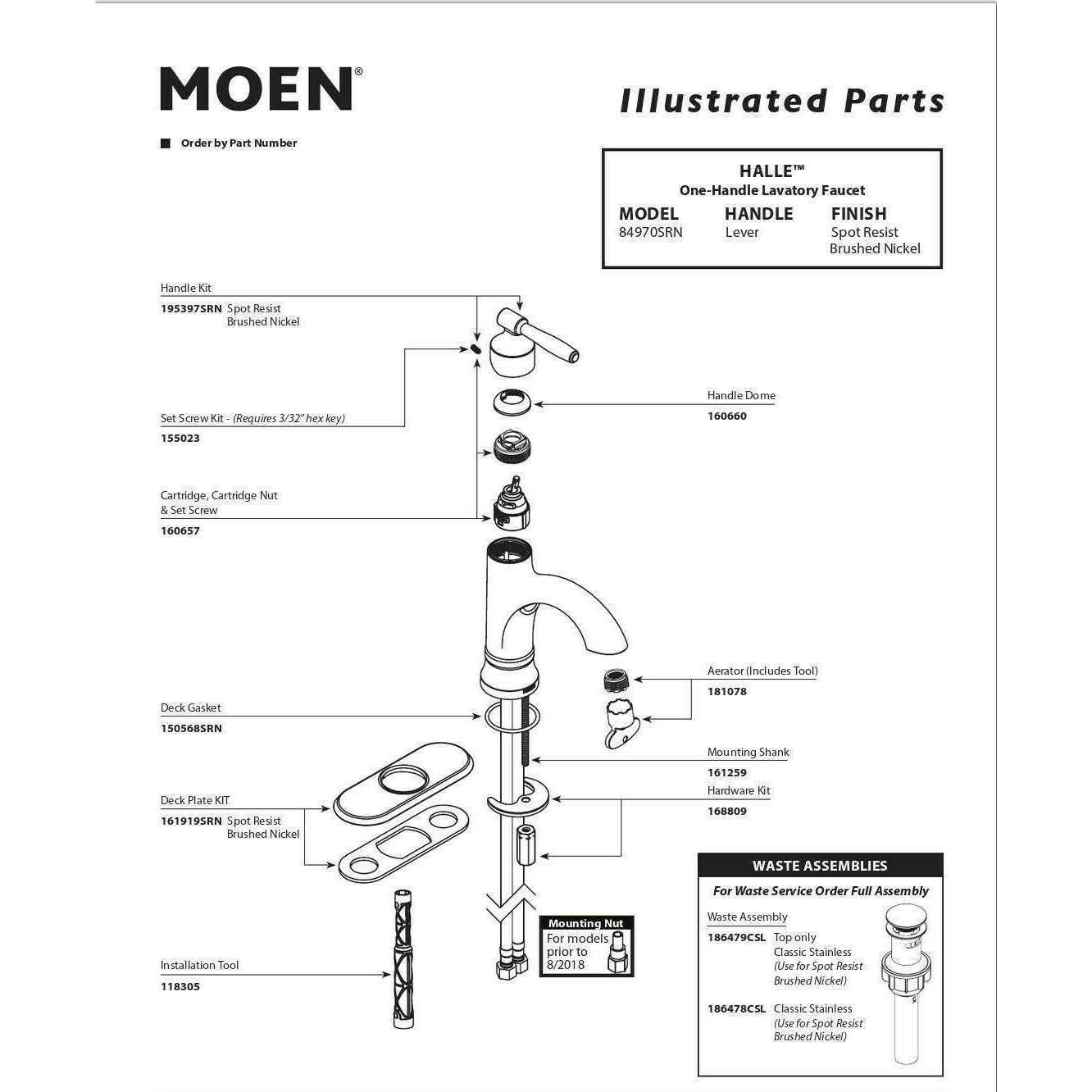 Moen Halle Single Handle Centerset Bathroom Sink Faucet in Spot Resist Brushed Nickel - Image 2
