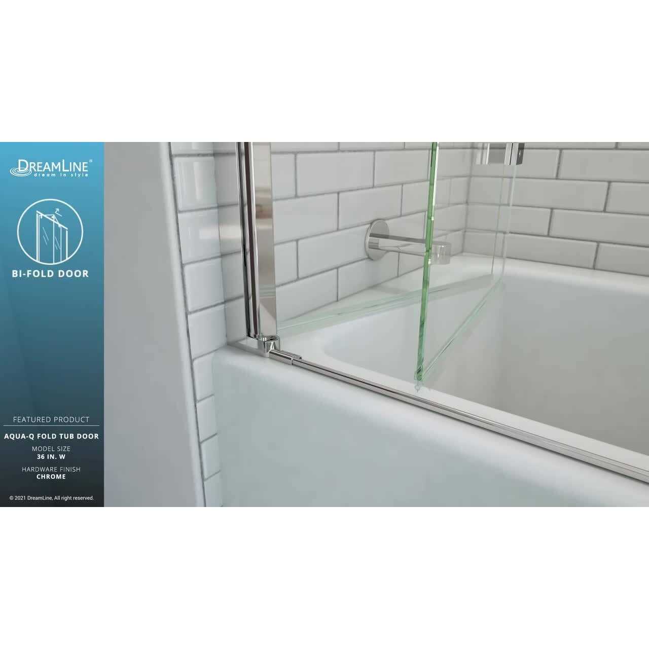 DreamLine Aqua-Q Fold 36 in. W x 58 in. H Frameless Bi-Fold Tub Door SD-363658Q-04 - Image 5