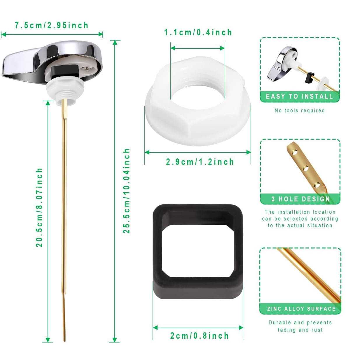 PDFans Side Mount Toilet Tank Flush Lever Handle for Toilets - Image 4