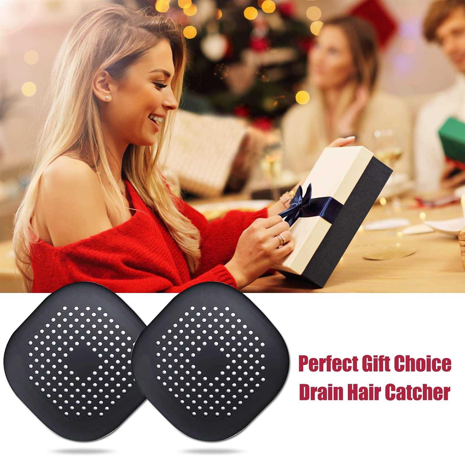 Bovinde Hair Drain Catcher,Square Drain Cover for Shower Silicone Hair Stopper with Suction Cup,Easy to Install Suit for Bathroom 2 Pack - Image 4