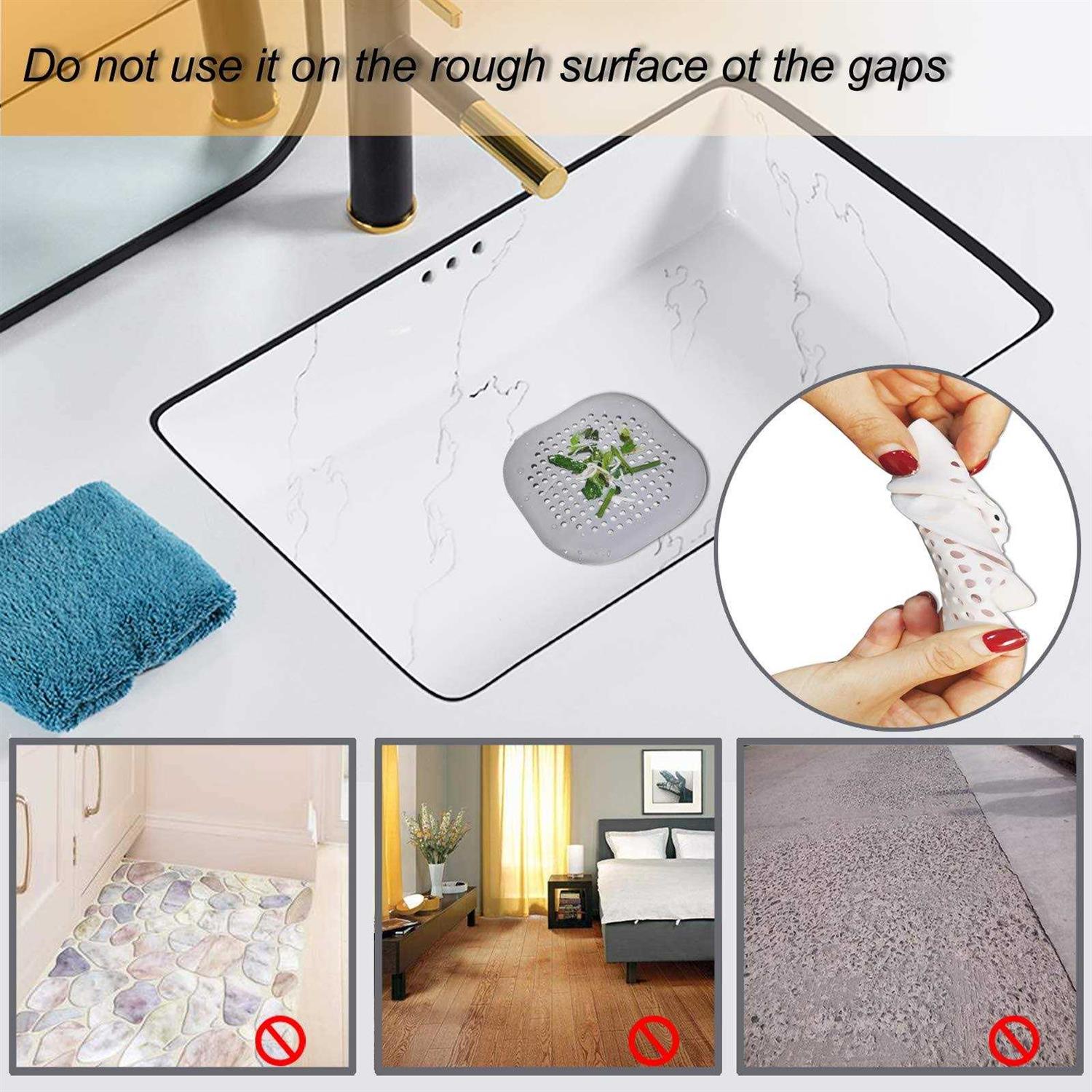 Bovinde Hair Drain Catcher,Square Drain Cover for Shower Silicone Hair Stopper with Suction Cup,Easy to Install Suit for Bathroom 2 Pack - Image 4
