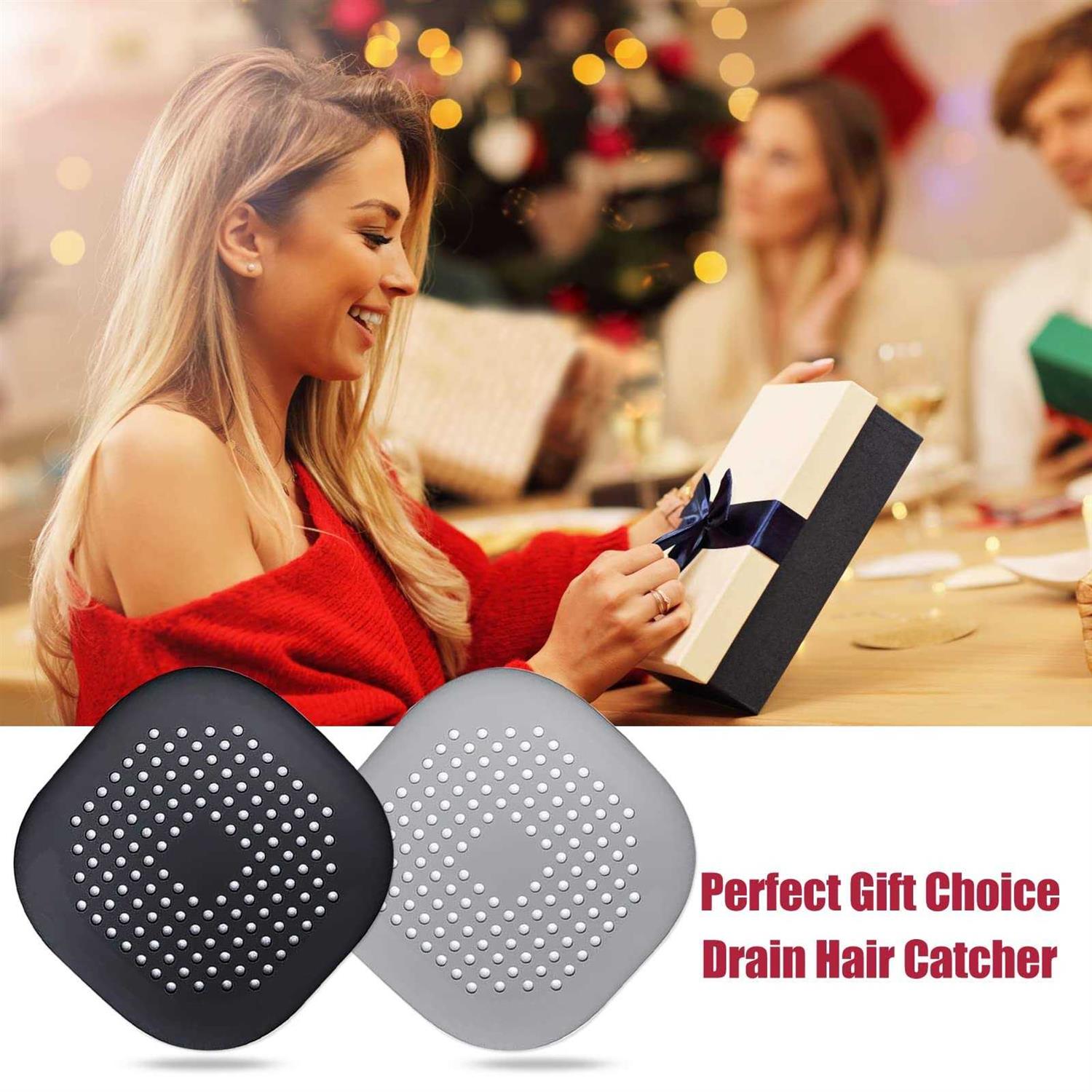 Bovinde Hair Drain Catcher,Square Drain Cover for Shower Silicone Hair Stopper with Suction Cup,Easy to Install Suit for Bathroom 2 Pack - Image 4