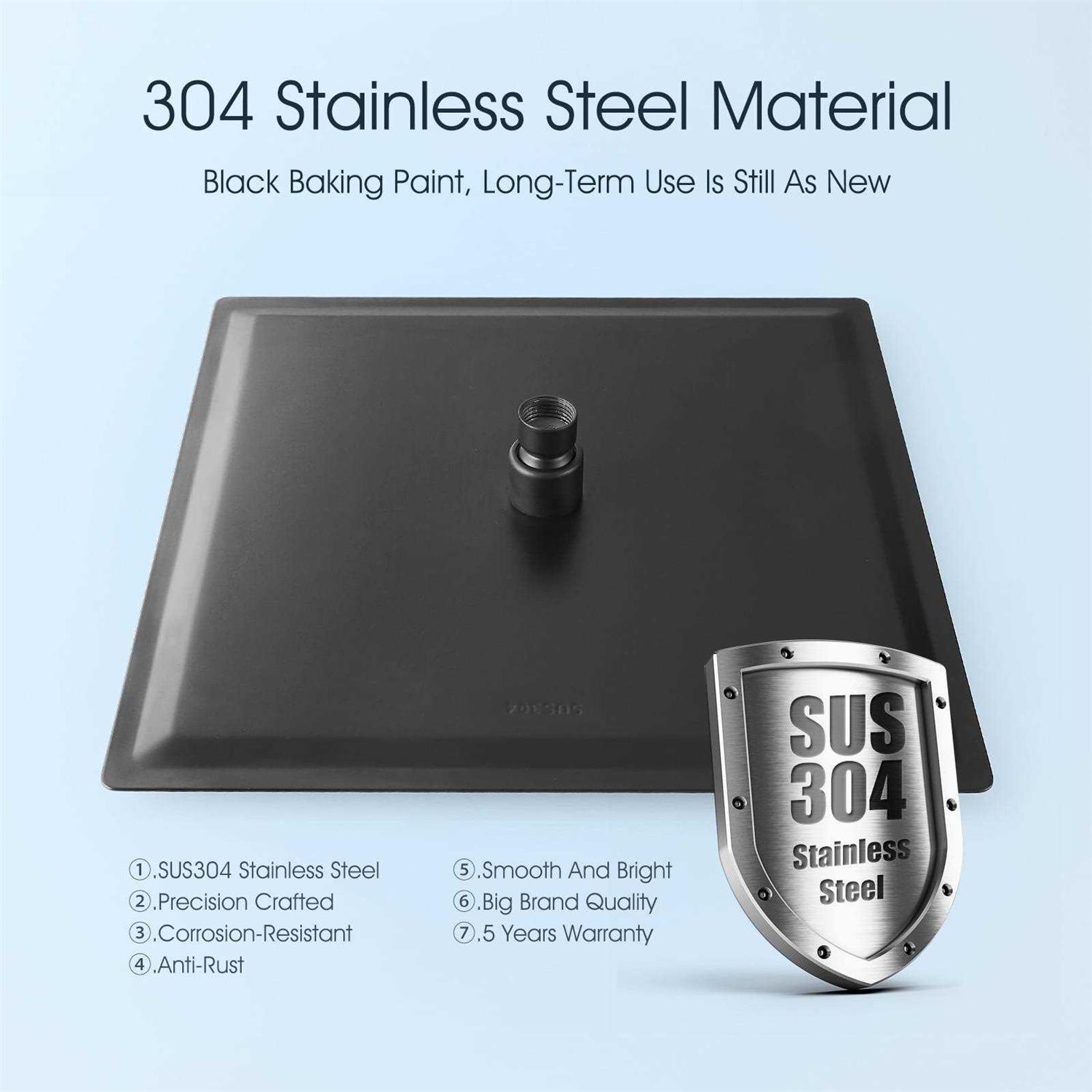 BWE 1-spray 10 in. Single Wall Mount Square Fixed Rain Shower Head in Matte - Image 3