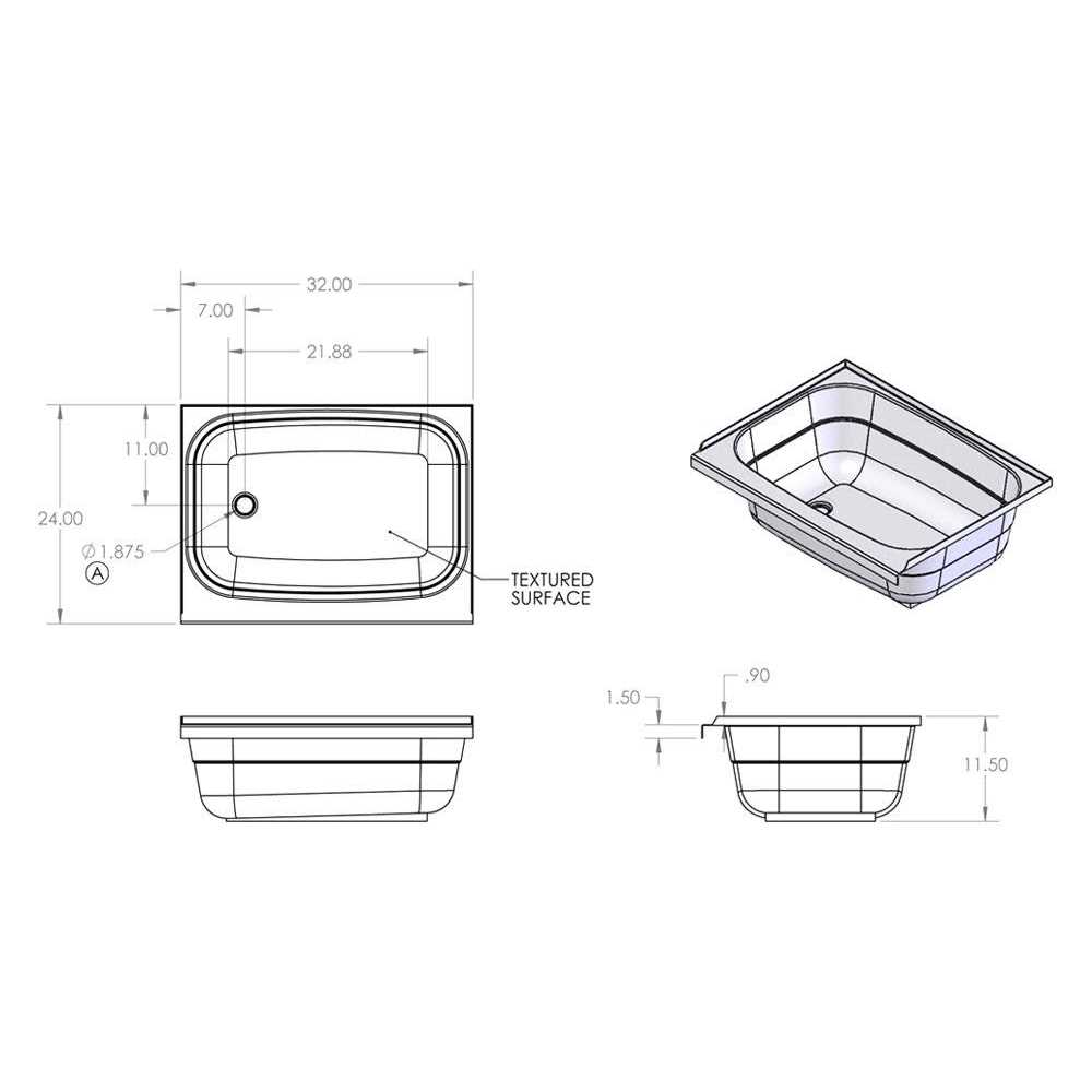 Specialty Recreation Tub 24 x 32 Lh White BT2432WL - Image 3