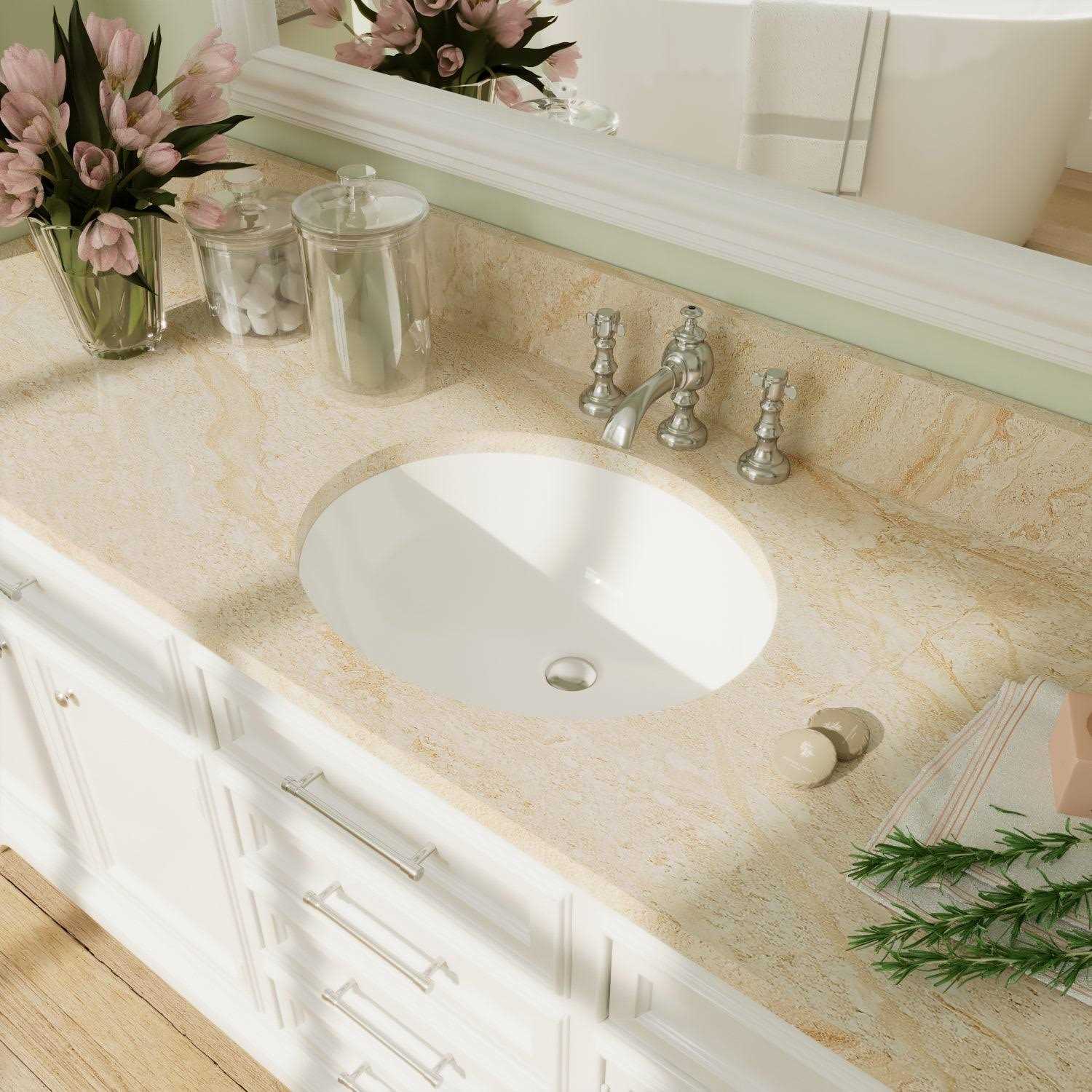 DeerValley DV-1U303 Symmetry 18 X 15 Oval Undermount Bathroom Sink with Overflow Hole - Image 3