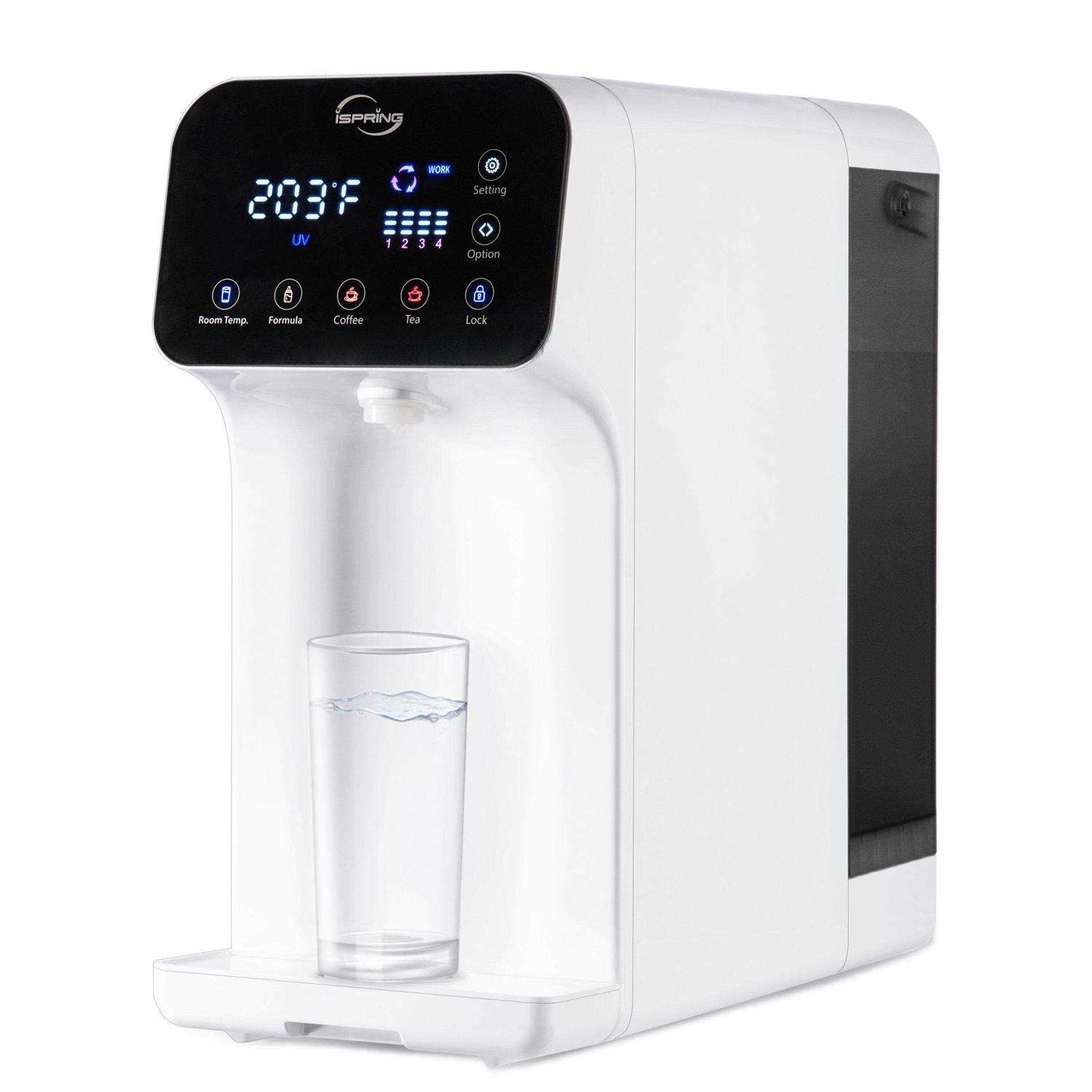 iSpring RCD100 5-Stage Countertop Reverse Osmosis System Instant Hot RO Water Dispenser with UV