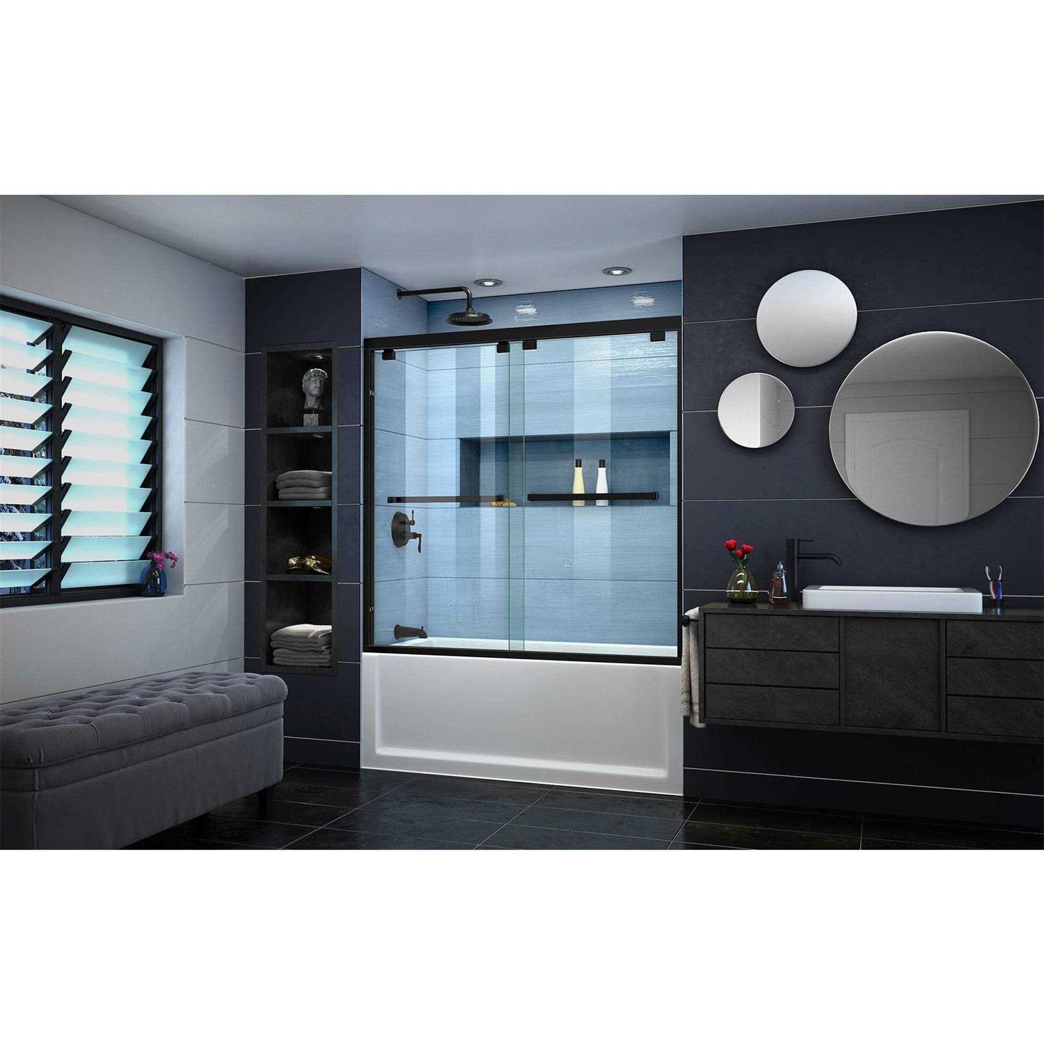 DreamLine Encore 56-60 in. W x 58 in. H Semi-Frameless Bypass Sliding Tub Door SHDR-1660580-09 - Image 4