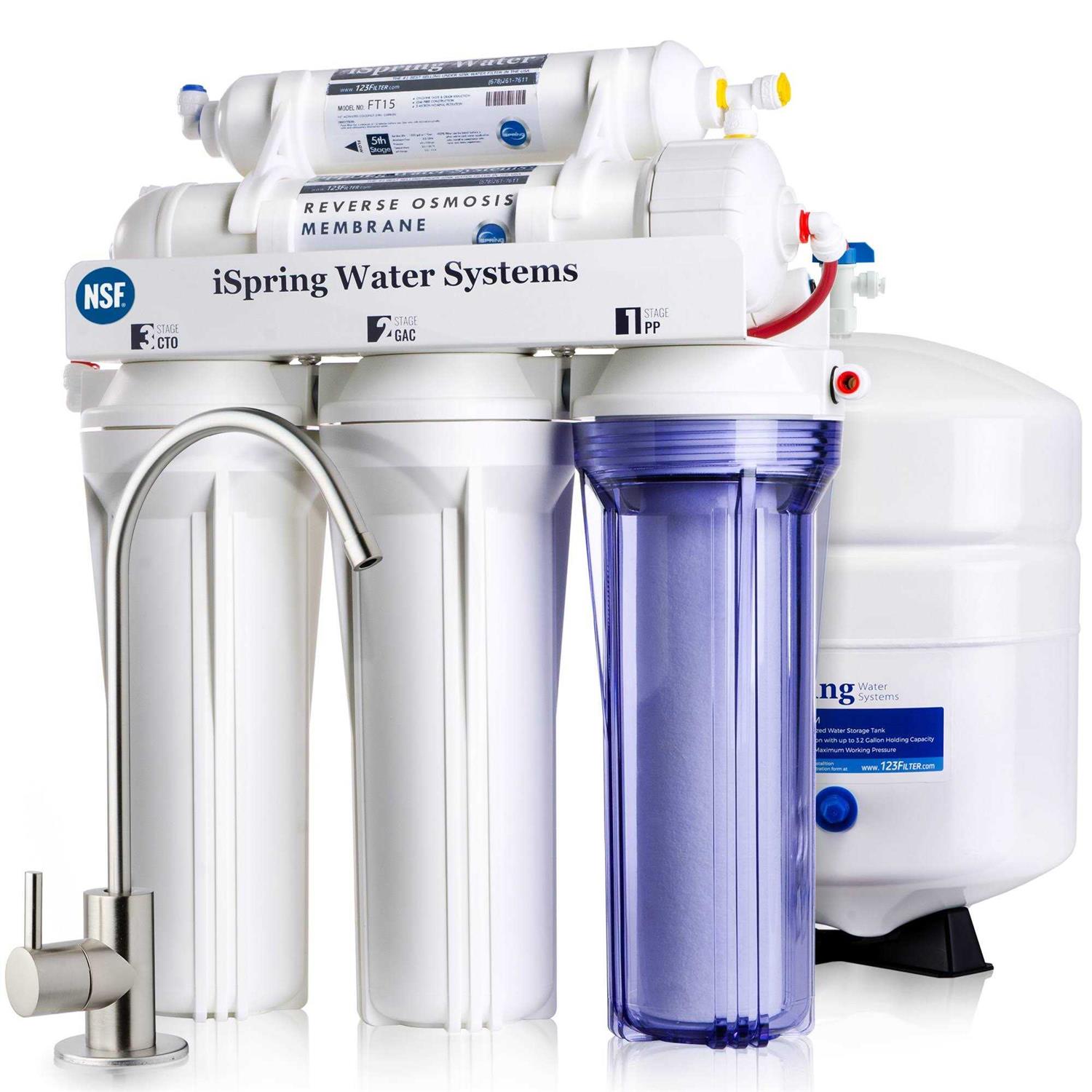 iSpring RCC7 5-Stage Under Sink Reverse Osmosis Drinking Water Filtration System