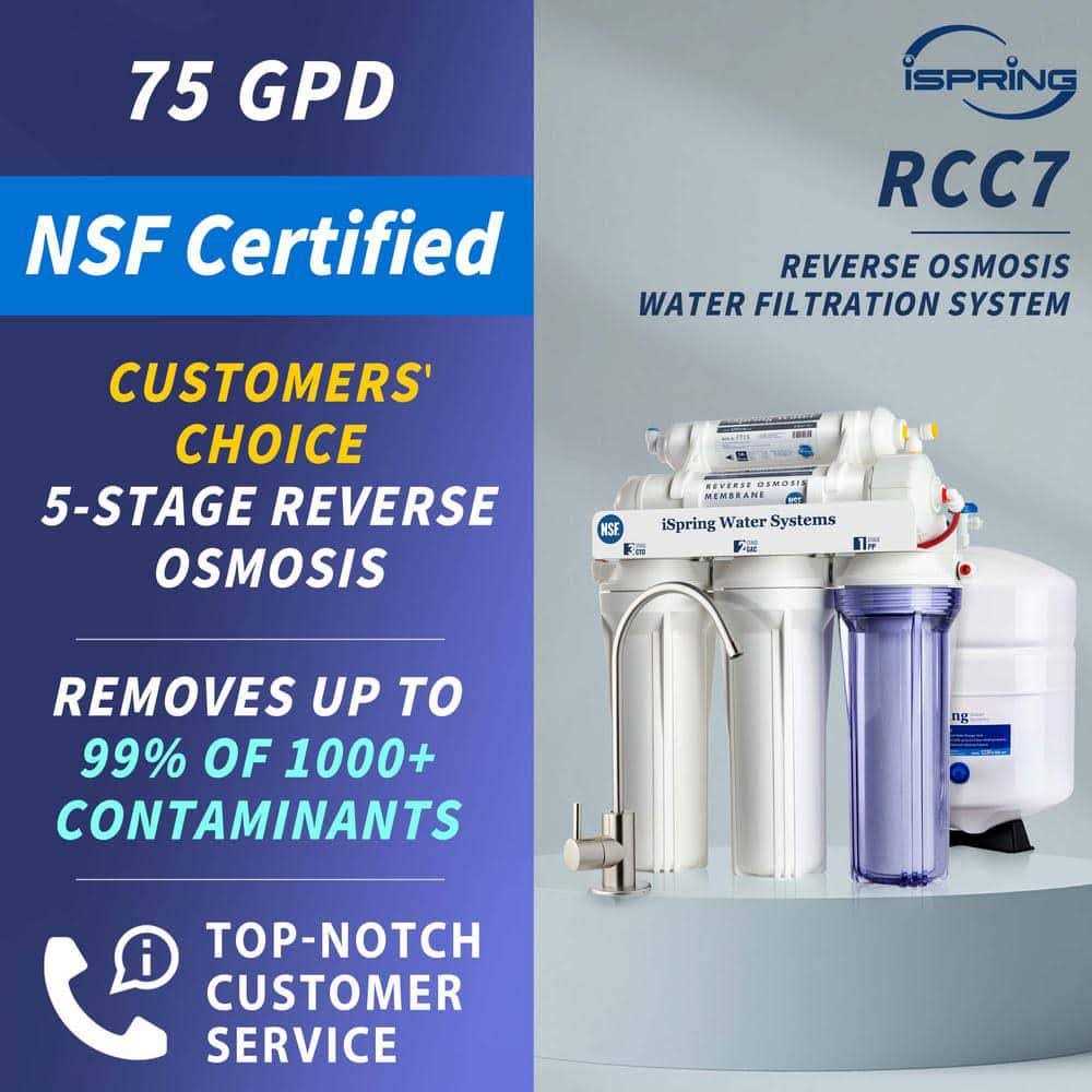 iSpring RCC7 5-Stage Under Sink Reverse Osmosis Drinking Water Filtration System - Image 3