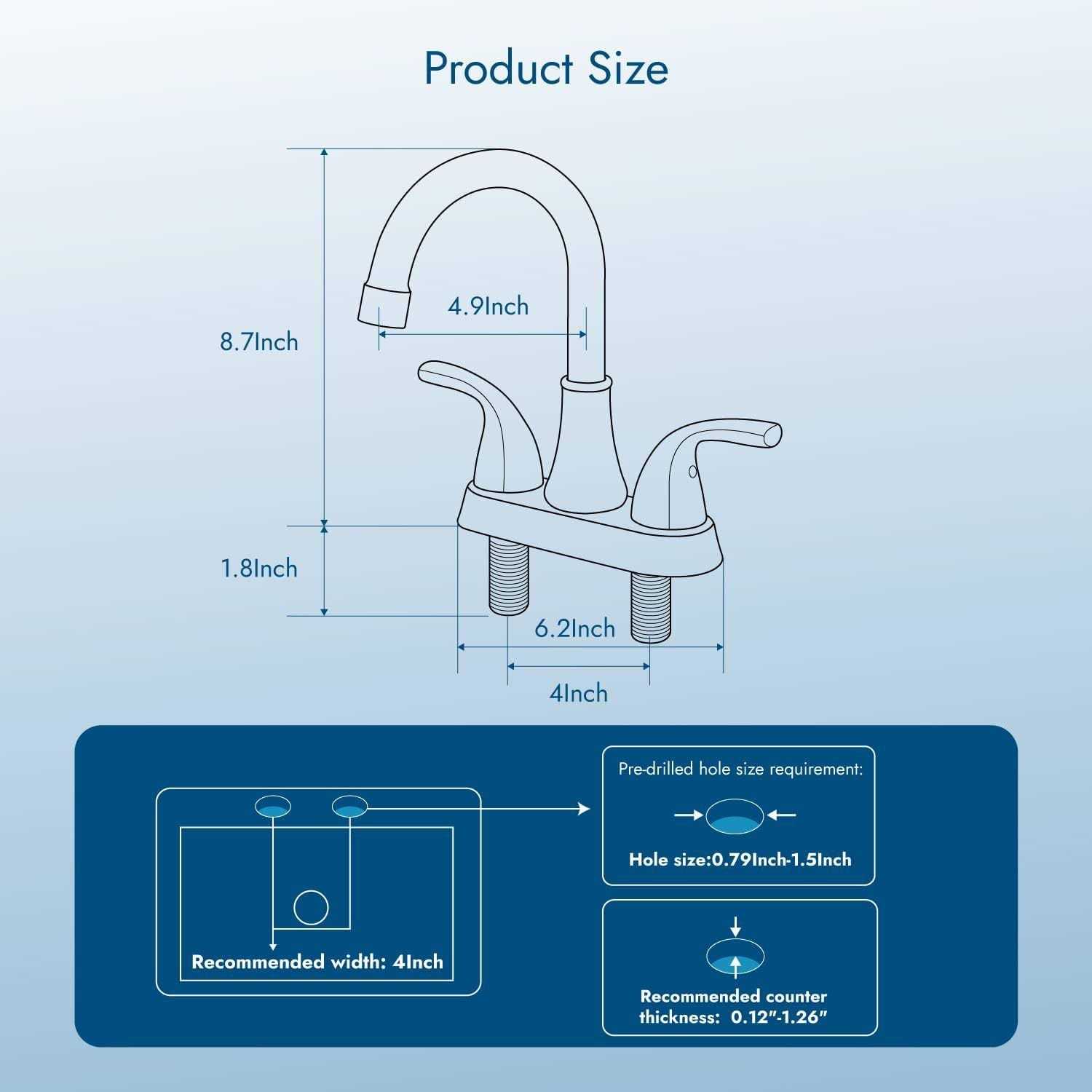 Cinwiny Matte Black Centerset 4 Inch Bathroom Sink Faucet with 2 Handles - Image 3