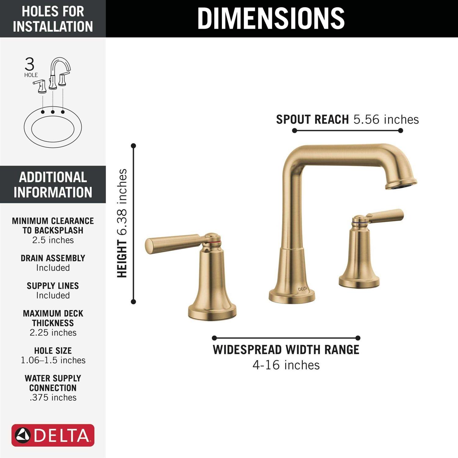 Delta Saylor Two Handle Widespread Bathroom Faucet - Image 4