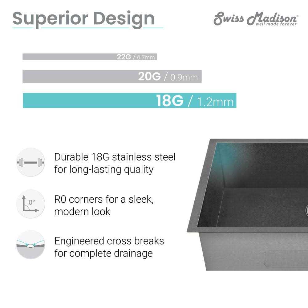 Swiss Madison SM-KU725 Rivage 33 Undermount Double Basin Stainless Steel Kitchen Sink - Image 4