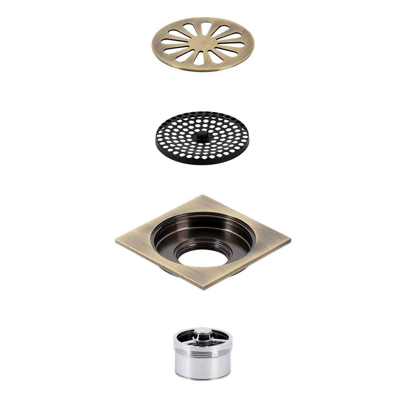 Kingston Brass Watercourse Sunburst 4 Square Grid Shower Drain - Image 2