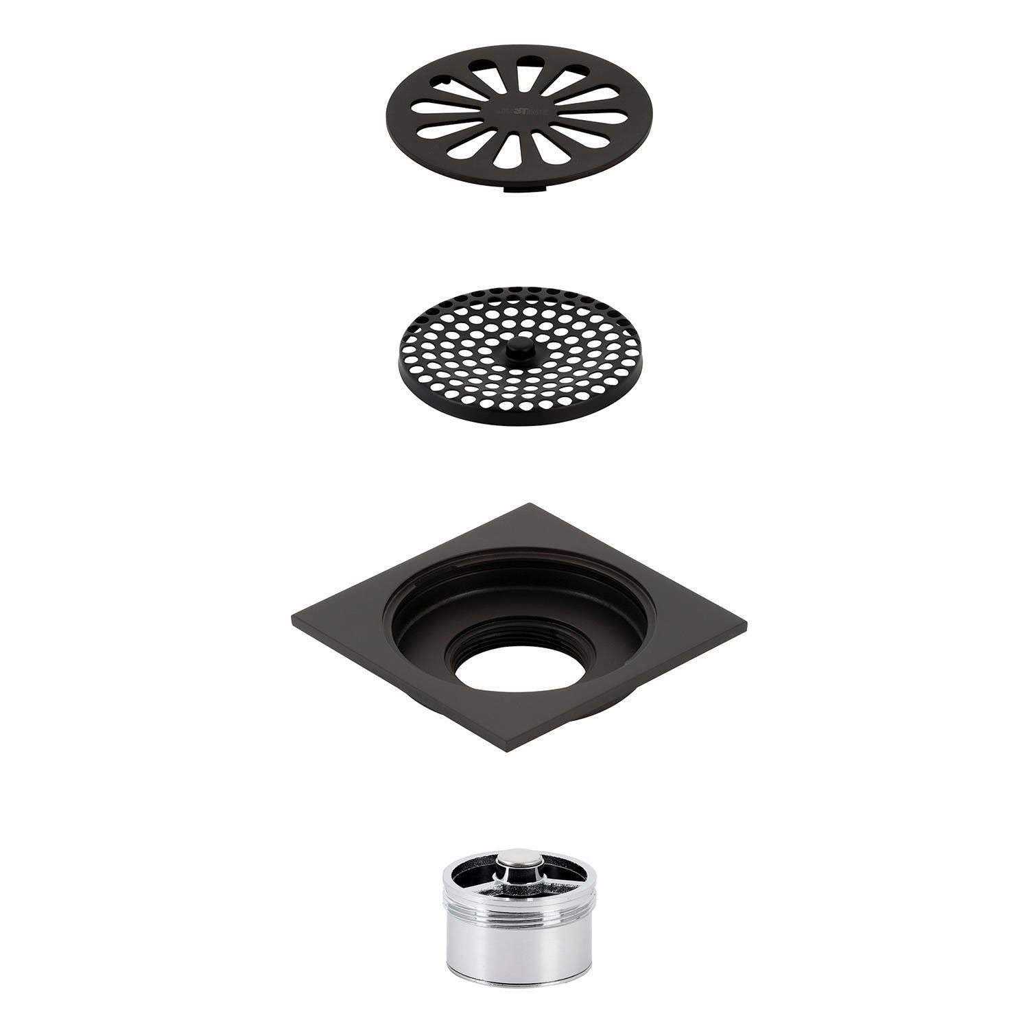 Kingston Brass Watercourse Sunburst 4 Square Grid Shower Drain - Image 4