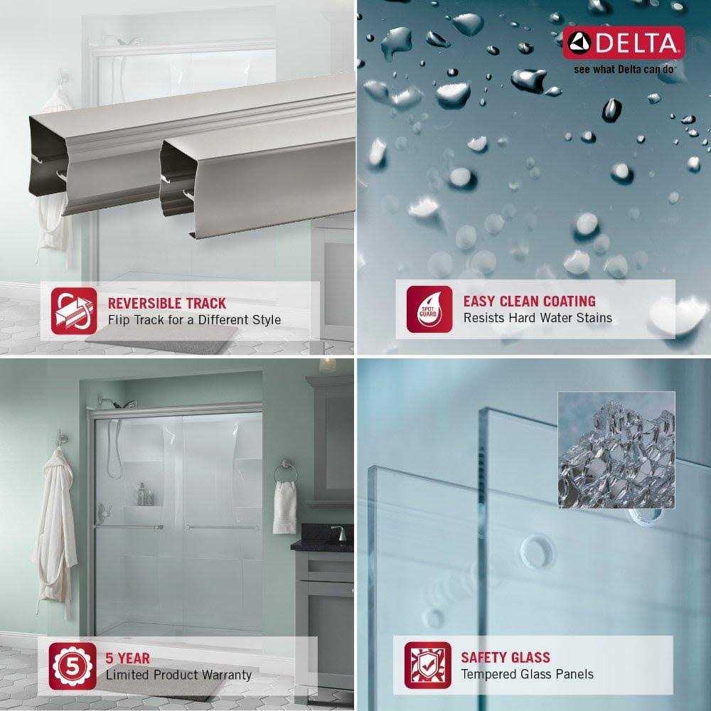 Delta SD3172331 Trinsic 60 Wide Sliding Semi Frameless Shower Door with Pattern Glass - Image 4