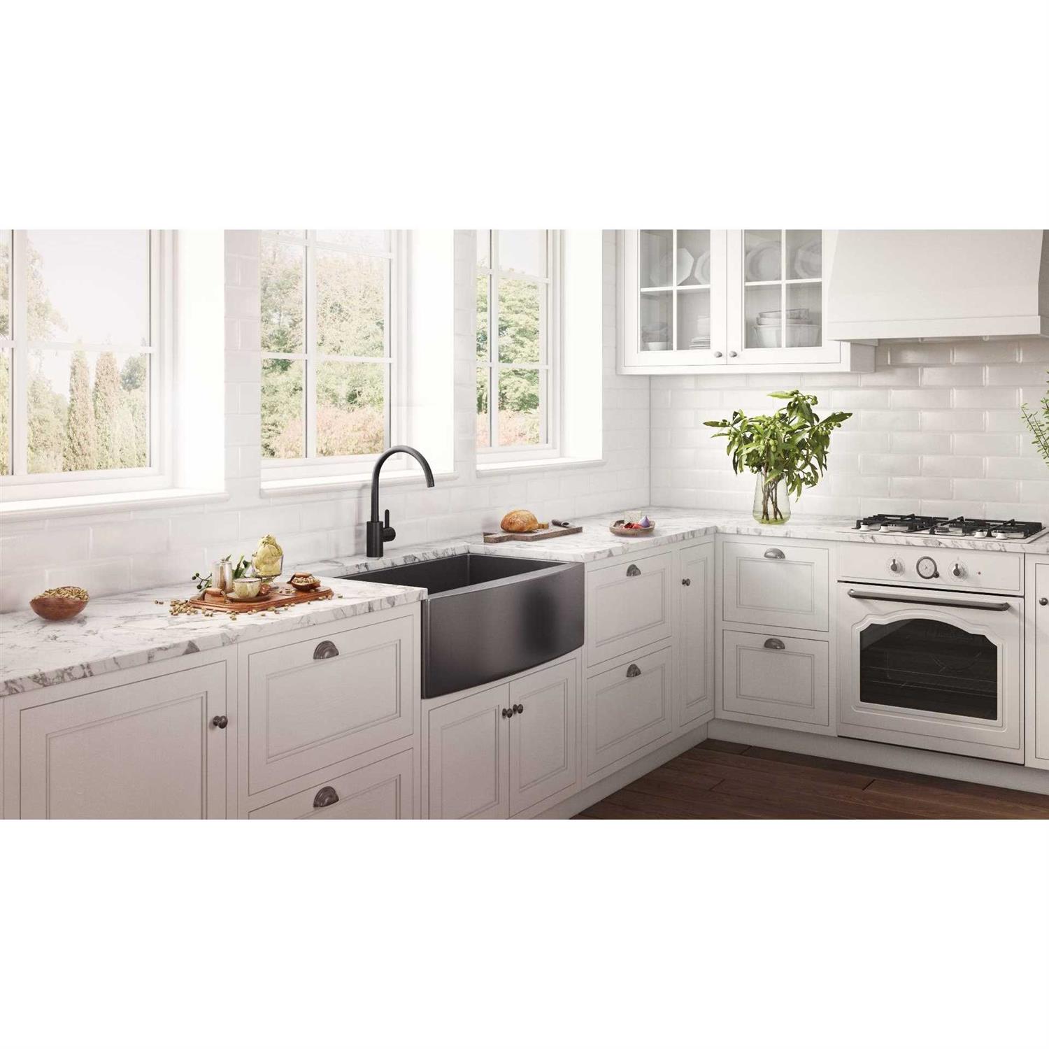 Ruvati 36-inch Apron-Front Farmhouse Kitchen Sink RVH9880BL - Image 4