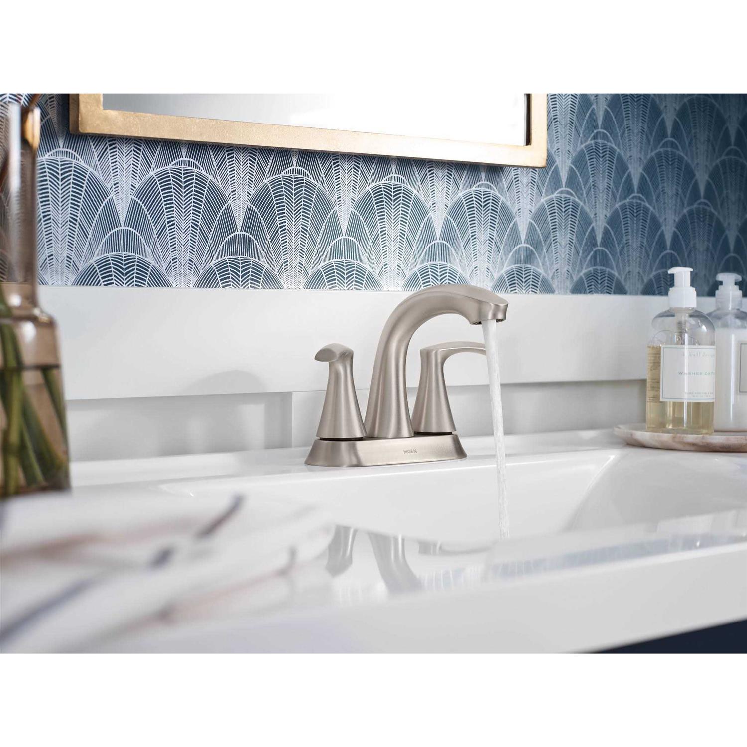 Moen Graeden Spot Resist Brushed Nickel 2-Handle 4-in Centerset Bathroom Faucet - Image 4