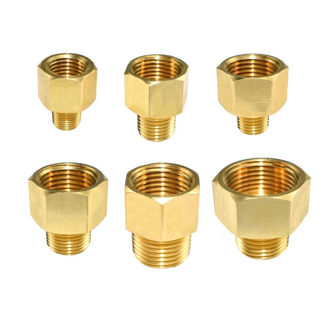 SDTC Tech 2-Pack Brass Pipe Fitting 1/4 NPT Thread Male to 1/2 NPT Thread Female Reducer Adapter - Image 3