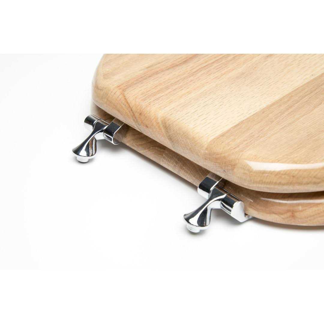 Plumbing Technologies Designer Solid Round Oak Wood Toilet Seat Hinges 5F1R2 - Image 4