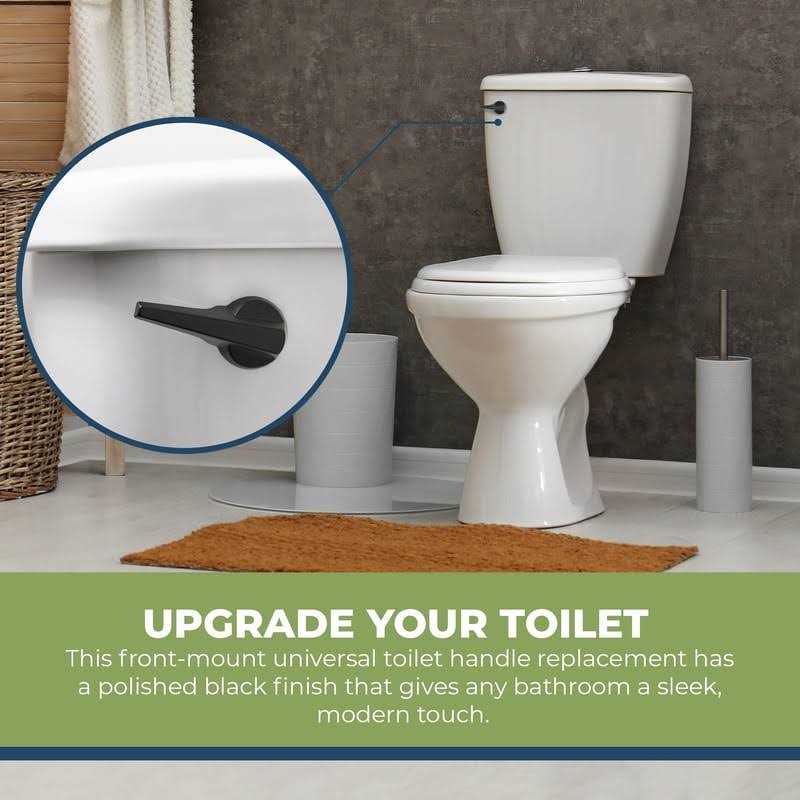 Ravine Universal Toilet Handle Lever Replacement - Zinc Modern Black Toilet Handle with Brass Arm - Front Mount Toilet Flush Lever Compatible w/Most - Image 4