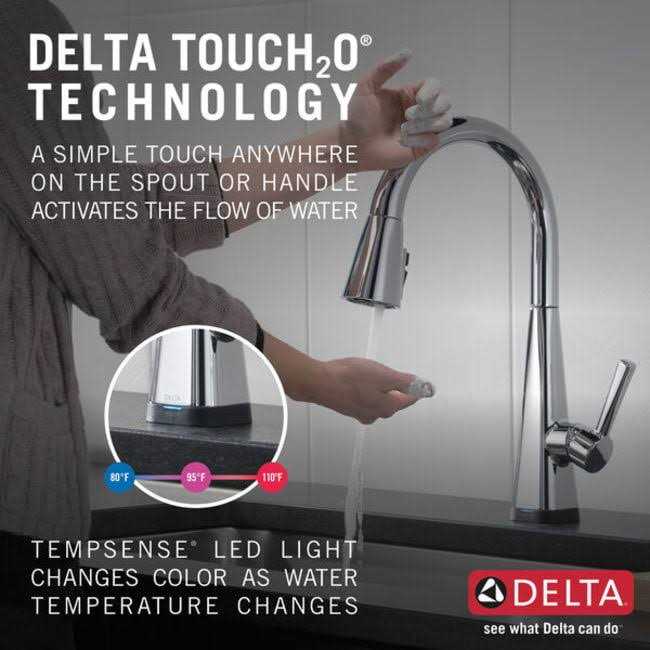 Delta Lenta Single-Handle Pull-Down Kitchen Faucet with Touch2O Technology 19802TZ-BL-DST - Image 5