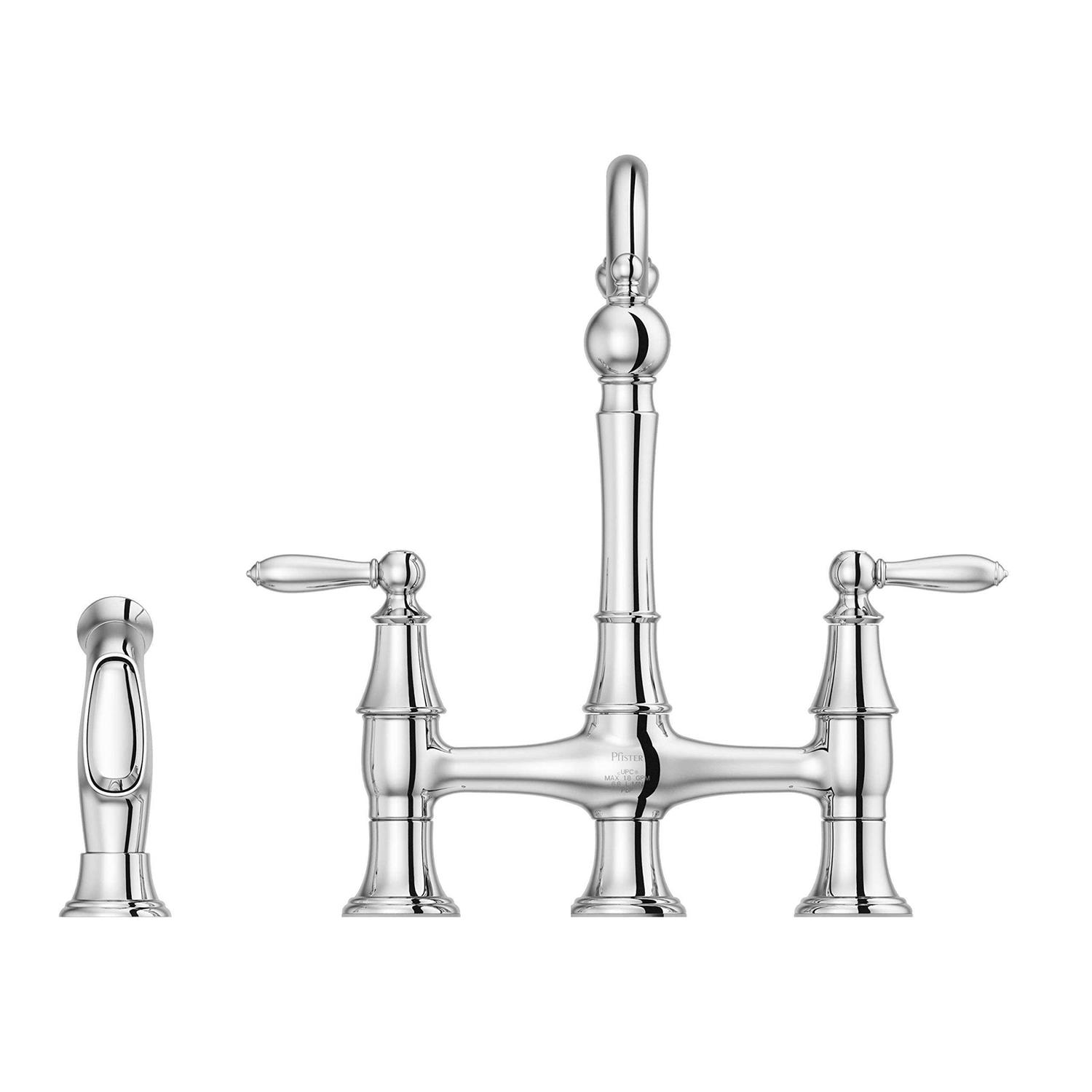 Pfister Courant Two Handle Bridge Kitchen Faucet with Side Spray - Image 4