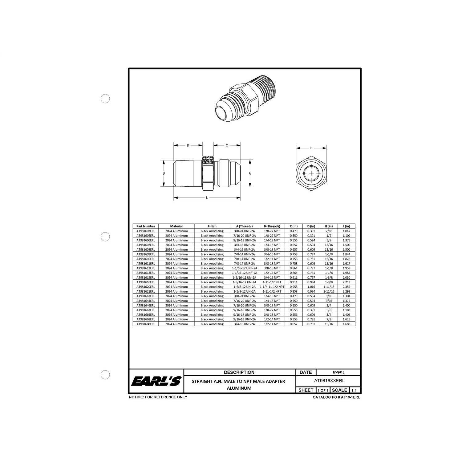 Earl's Performance Straight Aluminum AN to NPT Adapter AT981666ERL - Image 5