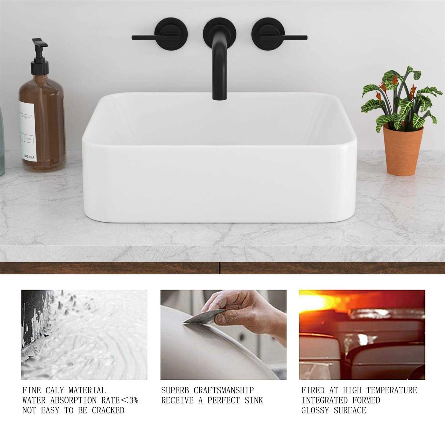 Rectangular Vessel Sink Sarlai 16 X 12 Modern Rectangle Bathroom Sink Above - Image 4
