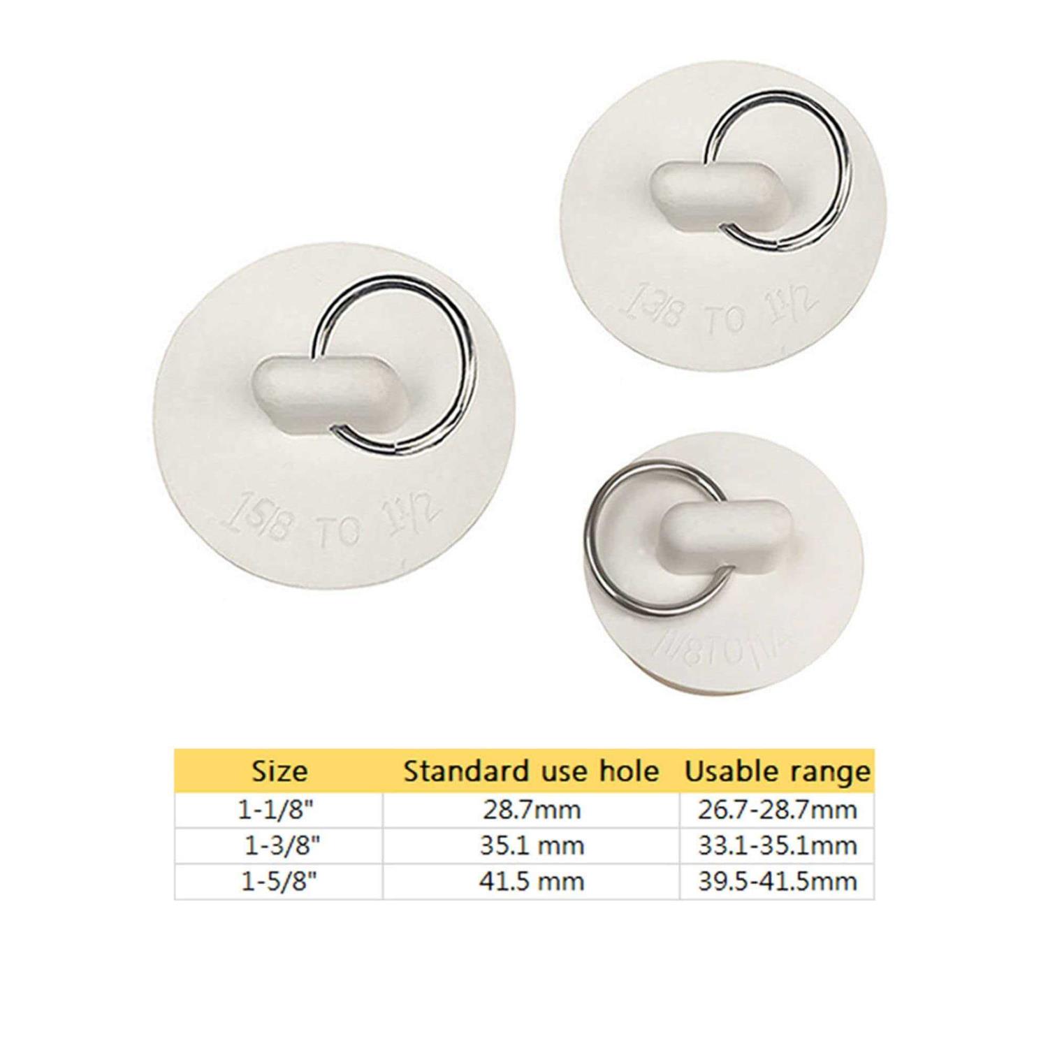 Rubber Tub Drain Stopper Bath Sink Plumb Fits Drain Set 3 - Image 4