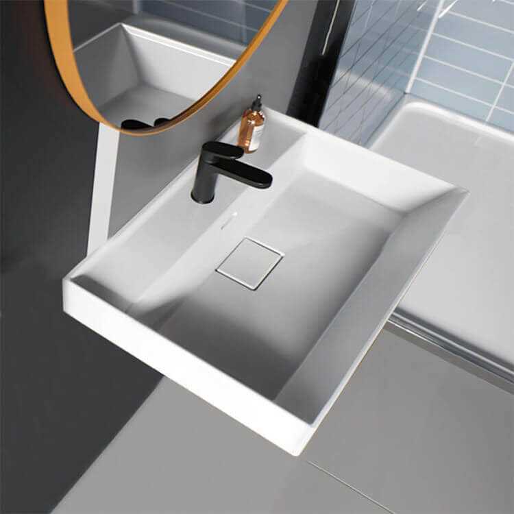 CeraStyle ADA Wall Mounted Sink Modern Rectangular CeraStyle 037100-U - Image 3