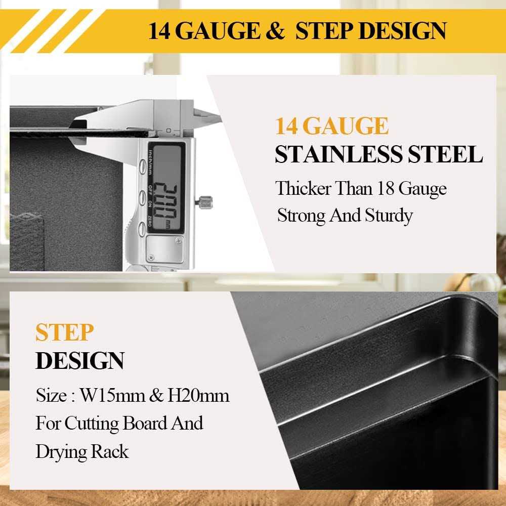 Black Kitchen Sink Workstation 19x30 Inch Stainless Steel Drop In Single Bowl Bar Sink Nice Modern Kitchen Ledge Sink Gift Combo-SS Grid,Drying - Image 5