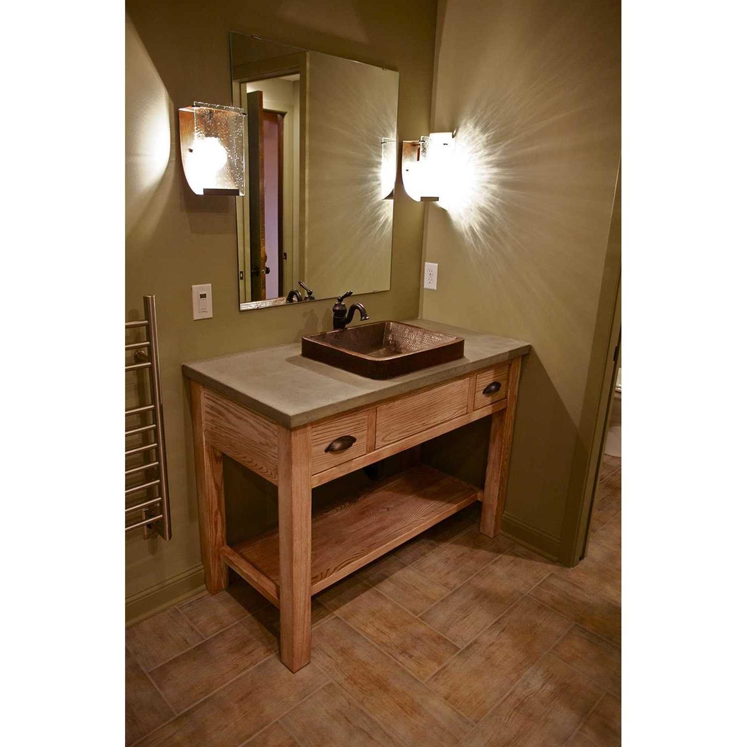 Premier Copper Products Rectangle Skirted Hammered Copper Vessel Sink - Image 5