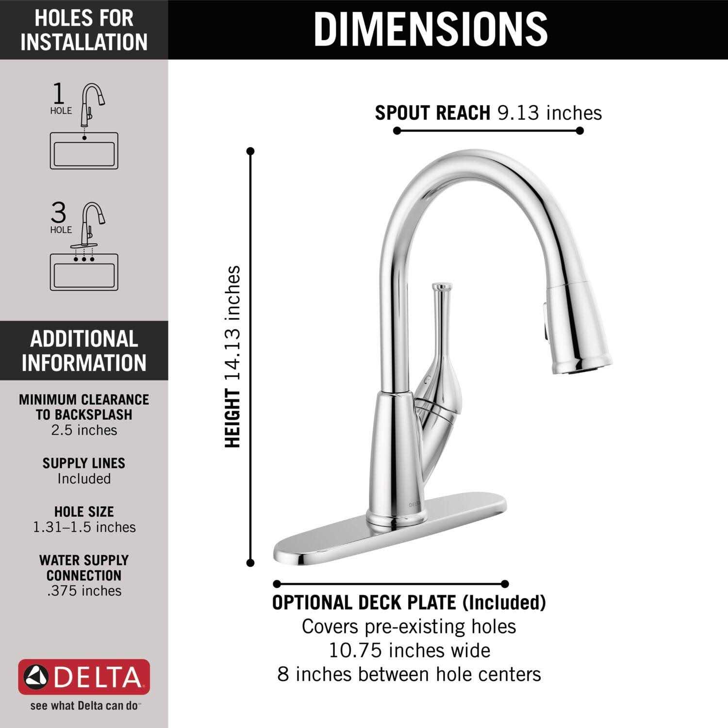 Delta Classic Single Handle Pull-Down Kitchen Faucet - Image 3