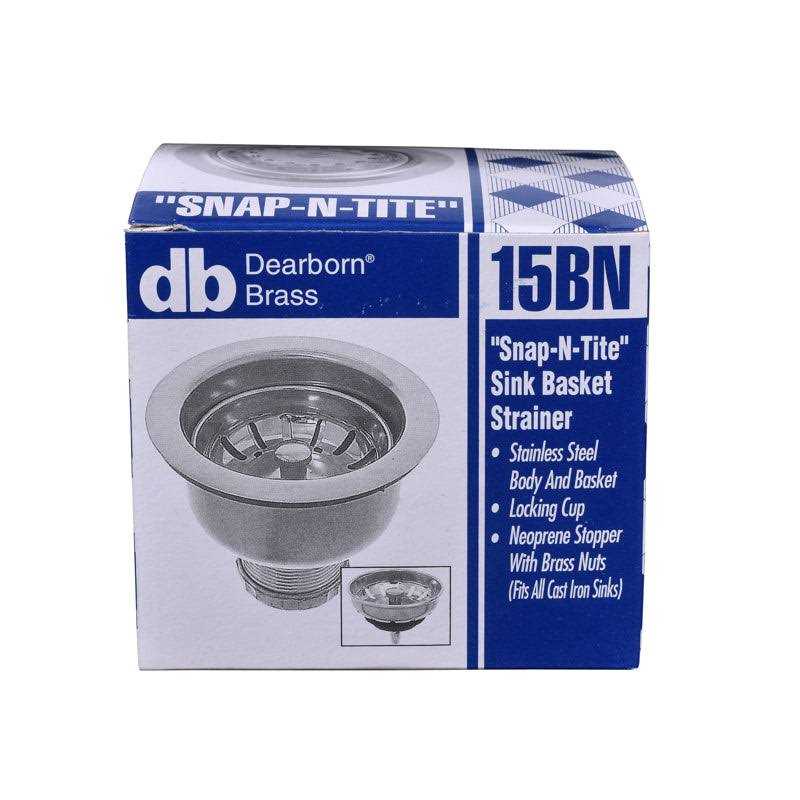 Dearborn 15BN Snap-N-Tite Locking Cup Sink Basket Strainer with Brass Nuts - Image 4
