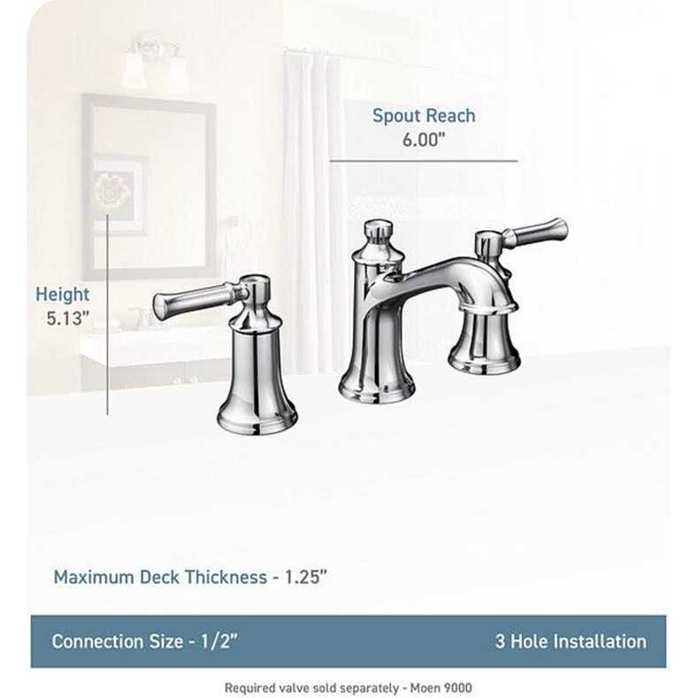 Moen T6805BL Dartmoor Two-Handle Widespread Bathroom Faucet - Image 5