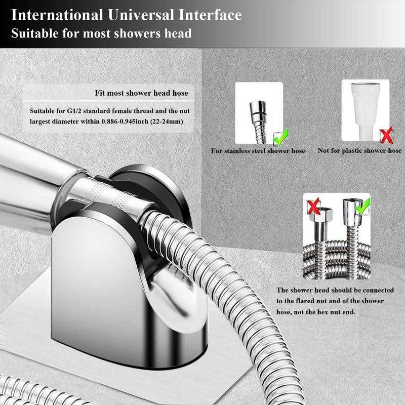 SENLIXIN Shower Head Holder Strong Adhesive Adjustable Handheld Shower Wand Holder No Drilling Wall Mount Bracket - Image 5