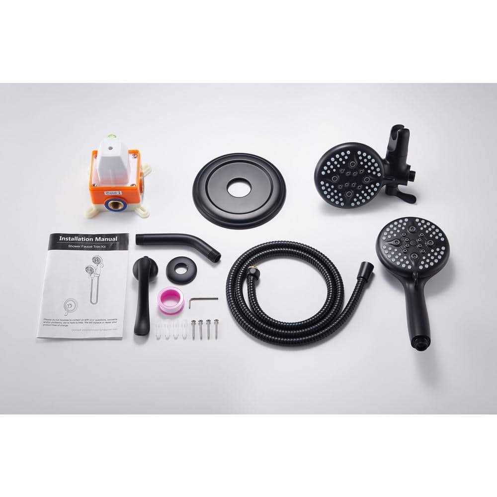 ELLO&ALLO Single-Handle 48-Spray Handheld Shower Faucet with 5 in. Shower Head Combo in Matte Black - Image 4