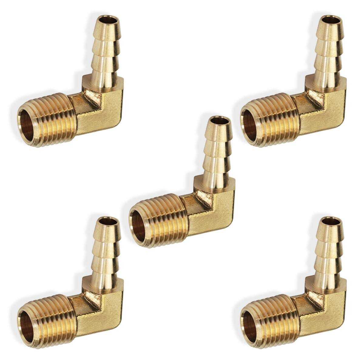 Boeray 5pcs 90 Degree Elbow Brass Hose Barb Fitting - Image 3
