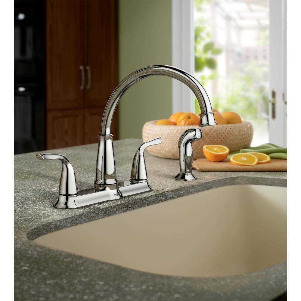 Moen Brecklyn 2-Handle Standard Kitchen Faucet with Side Sprayer - Image 2