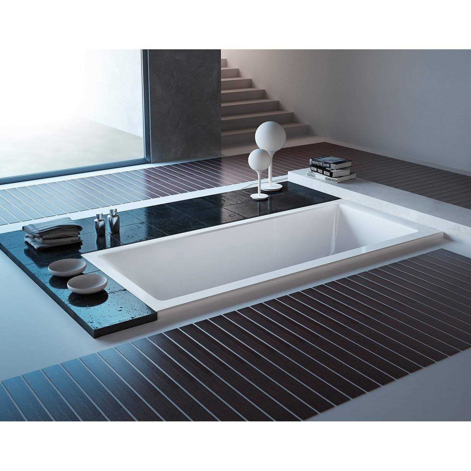 Aqua Eden 59-Inch Acrylic Rectangular Drop-In Tub with Reversible Drain Hole - Image 3