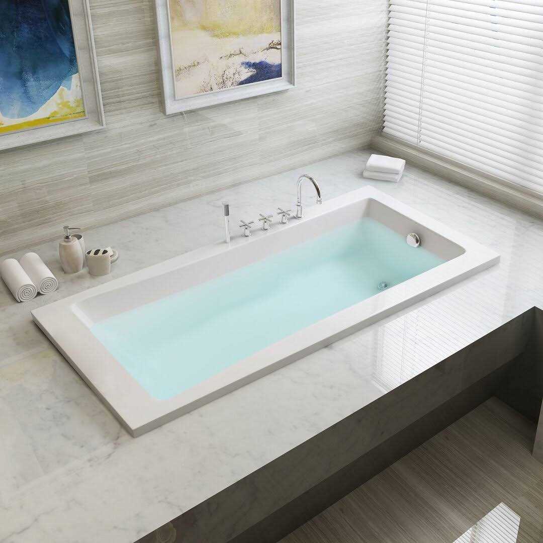 Aqua Eden 59-Inch Acrylic Rectangular Drop-In Tub with Reversible Drain Hole - Image 5