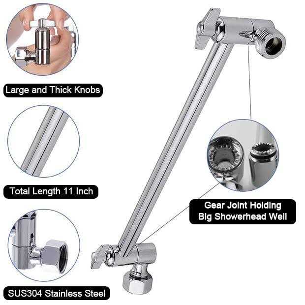 Adjustable Shower Arm Universal Connection NearMoon Solid Brass Shower Extension Arm - Image 3