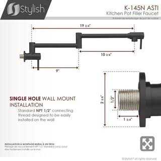 Stylish Stainless Steel Wall Mount Pot Filler Folding Stretchable with Single Hole Two Handles K-145 - Image 5