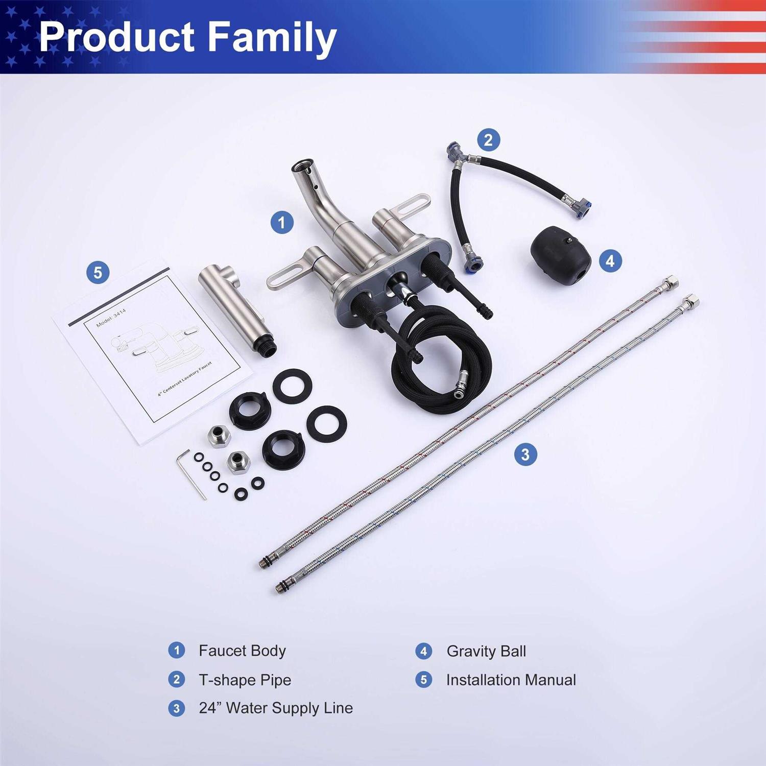 Rainlex RX5901BN Pull Out Centerset Bathroom Faucet - Image 4