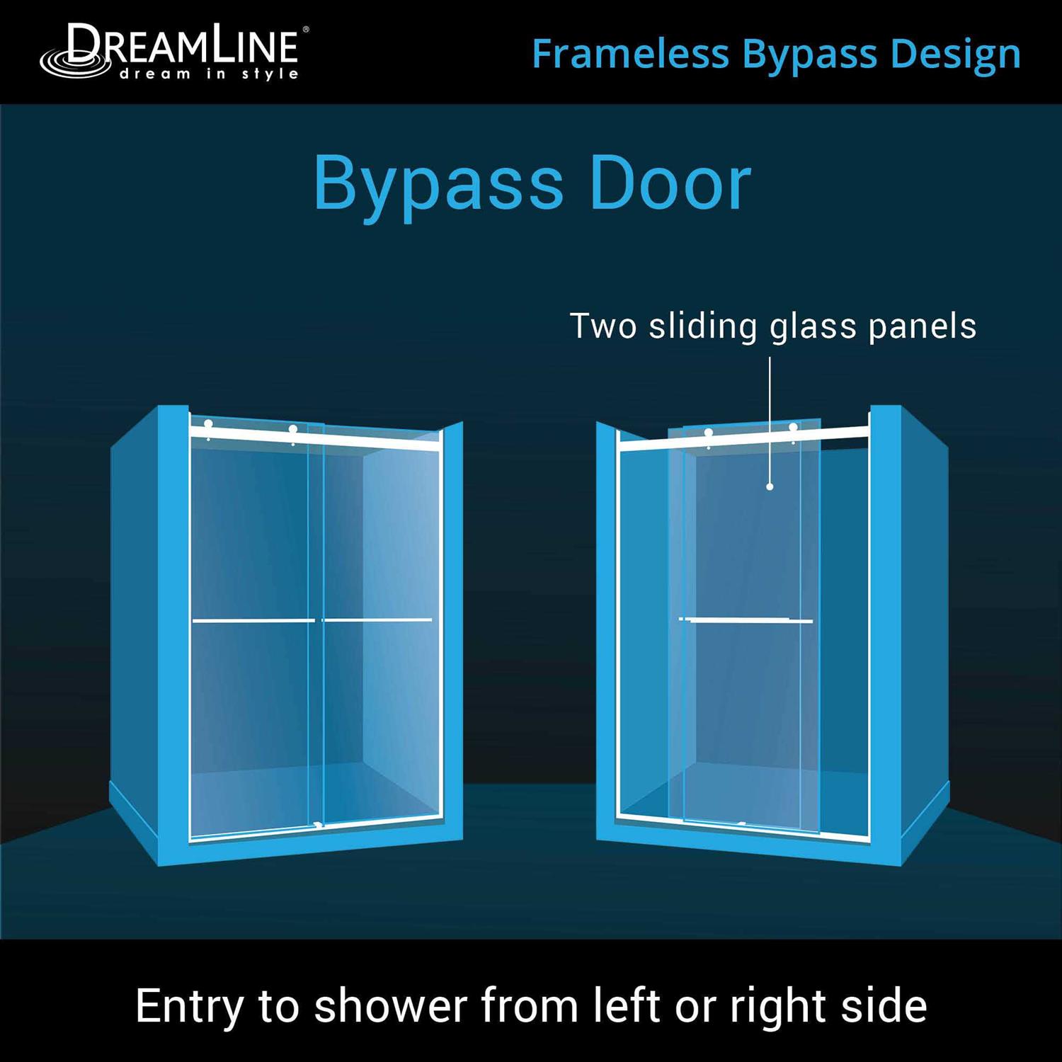 DreamLine SHDR-6348760-04 Essence 44-48 W x 76 H Frameless Bypass Shower Door - Image 3