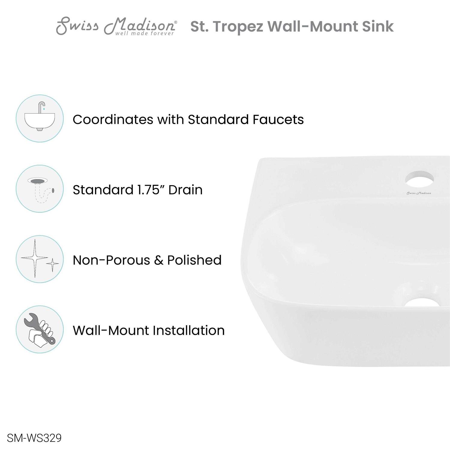 Swiss Madison St Tropez Wall Hung Sink - Image 3