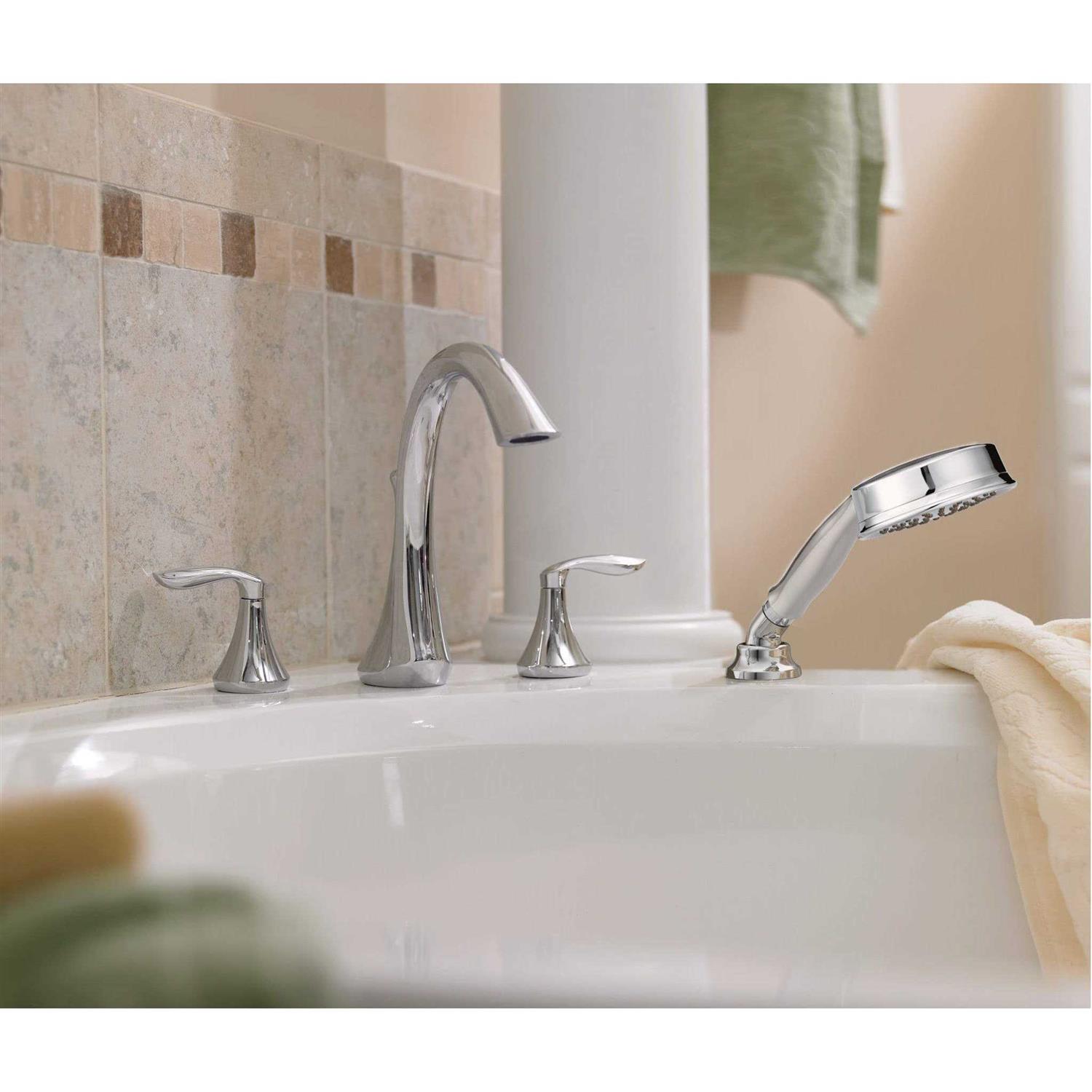 Moen Eva Two-Handle Roman Tub Faucet Hand Shower - Image 3
