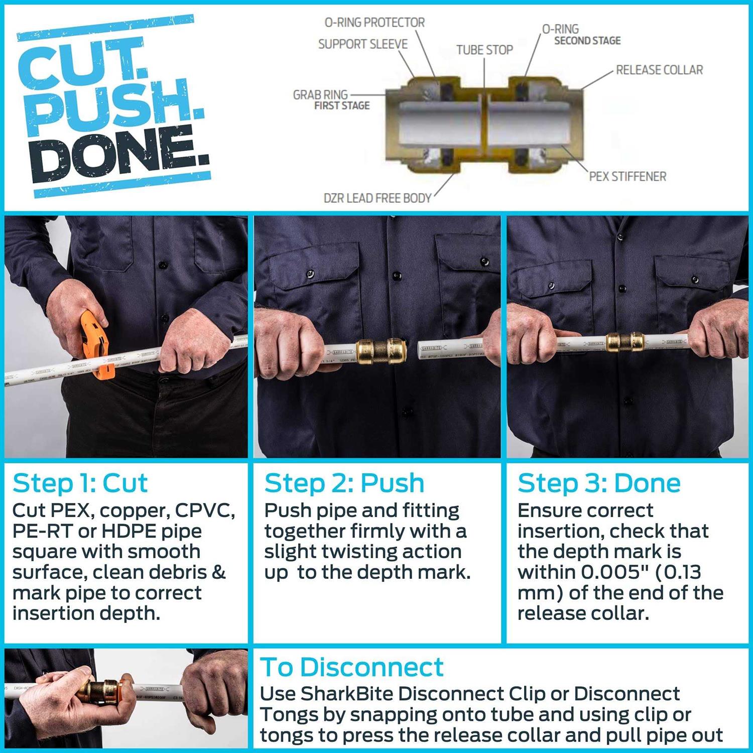 SharkBite 0.5 Brass Push-Fit and MNPT Adapter - Image 3